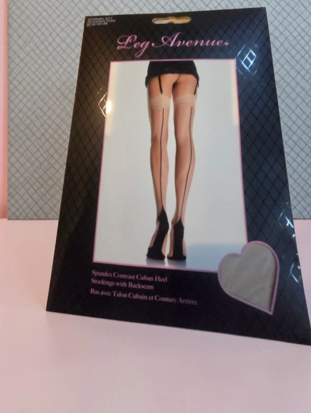 NIP Seamed Sheer Thigh-High Stockings in Nude with Black Seam -